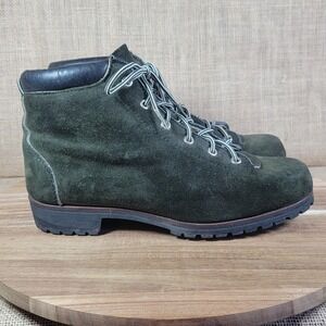 VTG St. Moritz Hiking Boots Green Suede Leather Italian Made Women's 7 Lug Sole